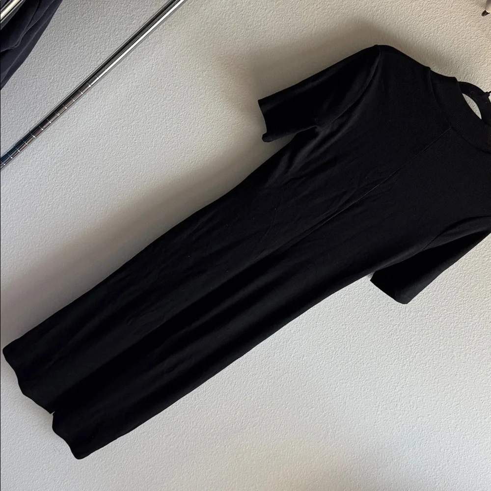 Marine Layer Lexi Rib Mock Neck Midi Dress Black size medium - Picture 4 of 5